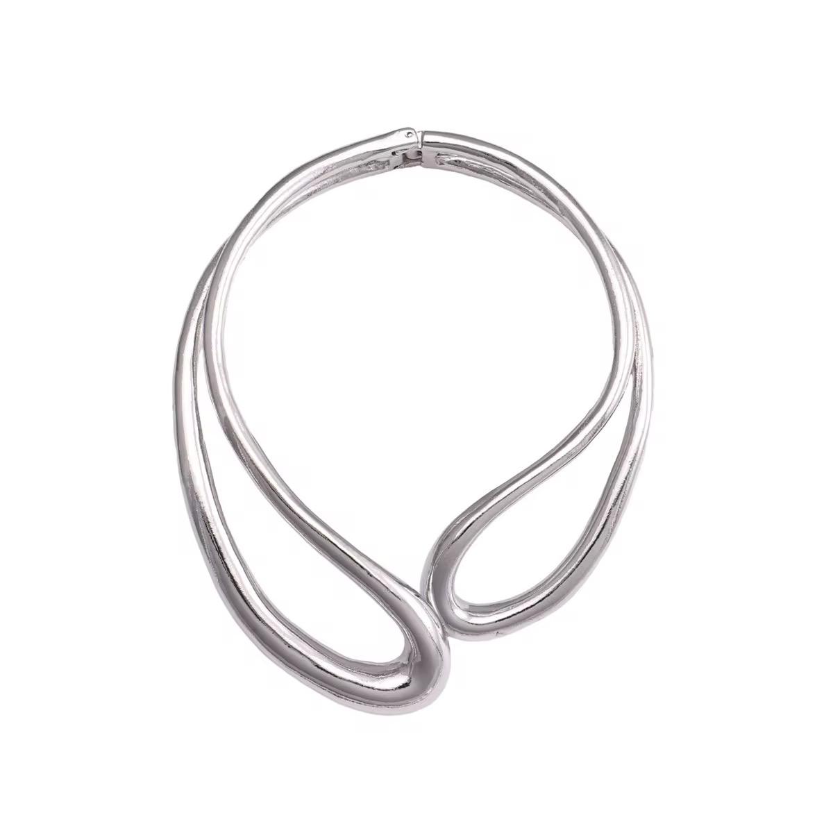 Silver Abstract statement collar necklace for women