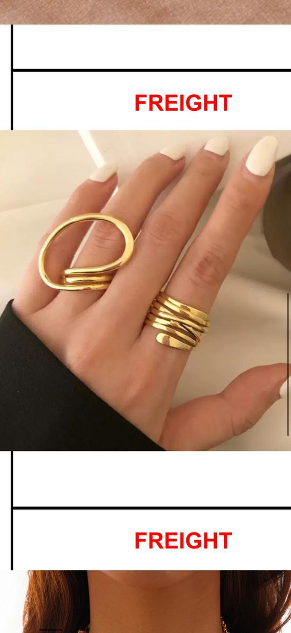 Elegant Gold Adjustable Ring Set for Women