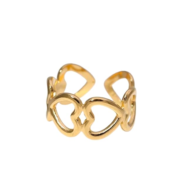 Golden Heart Adjustable Ring for Women