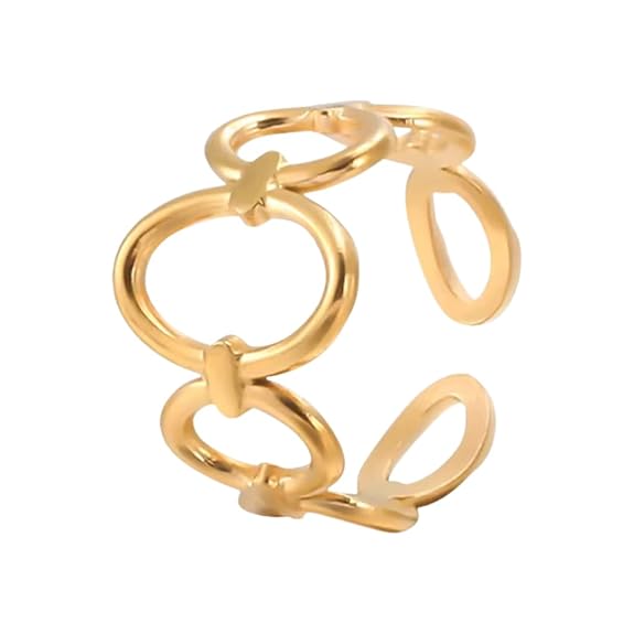 Minimal Geometric Gold Adjustable Ring for Women