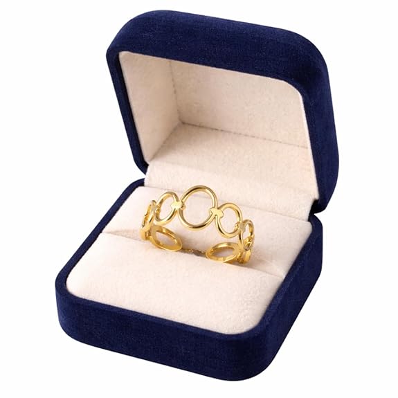 Minimal Geometric Gold Adjustable Ring for Women