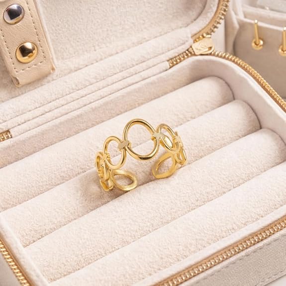 Minimal Geometric Gold Adjustable Ring for Women