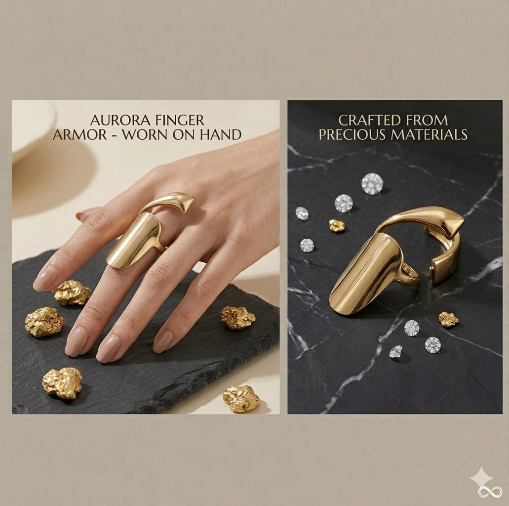 Metallic Gold-Plated Fingertip Nail Ring