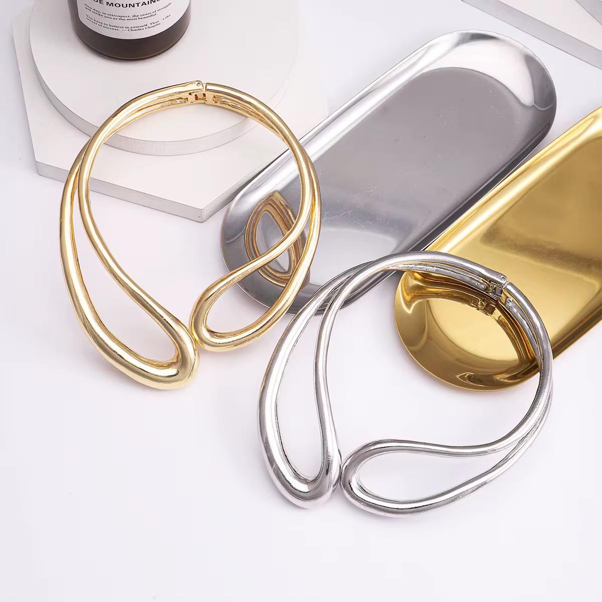 Silver Abstract statement collar necklace for women