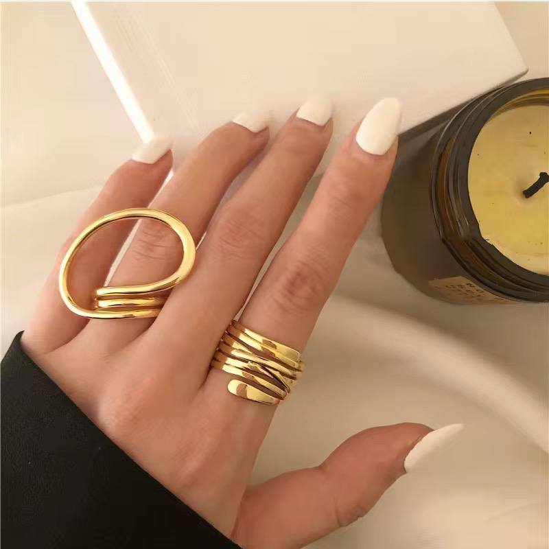 Elegant Gold Adjustable Ring Set for Women