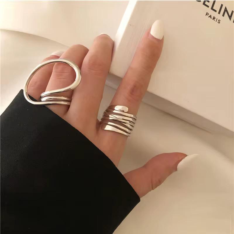 Elegant Silver Adjustable Ring Set for Women