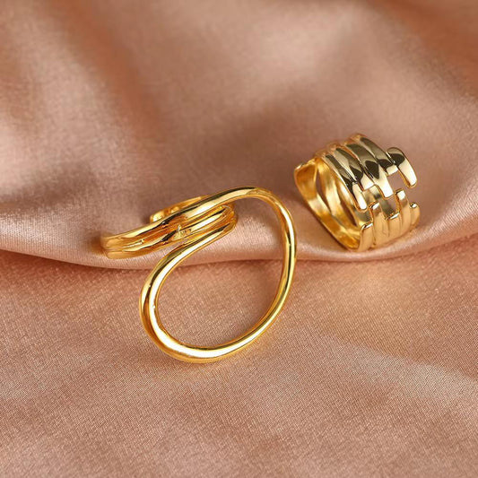 Elegant Gold Adjustable Ring Set for Women