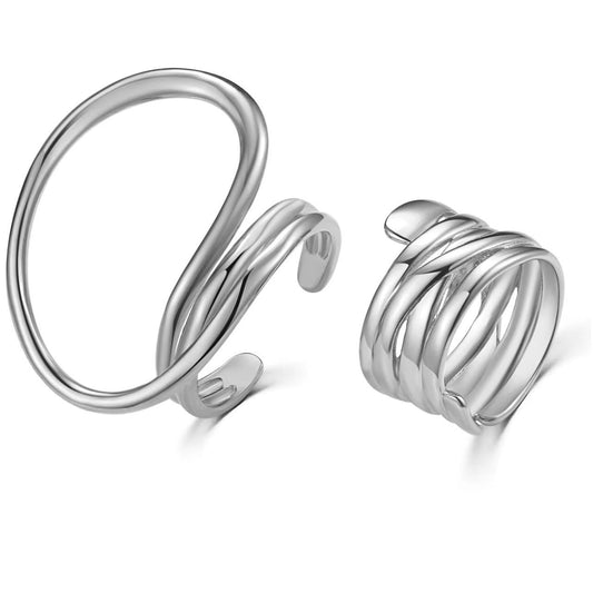 Elegant Silver Adjustable Ring Set for Women