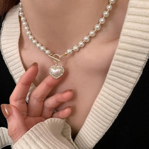 Elegant Pearl Heart Choker Necklace ✨